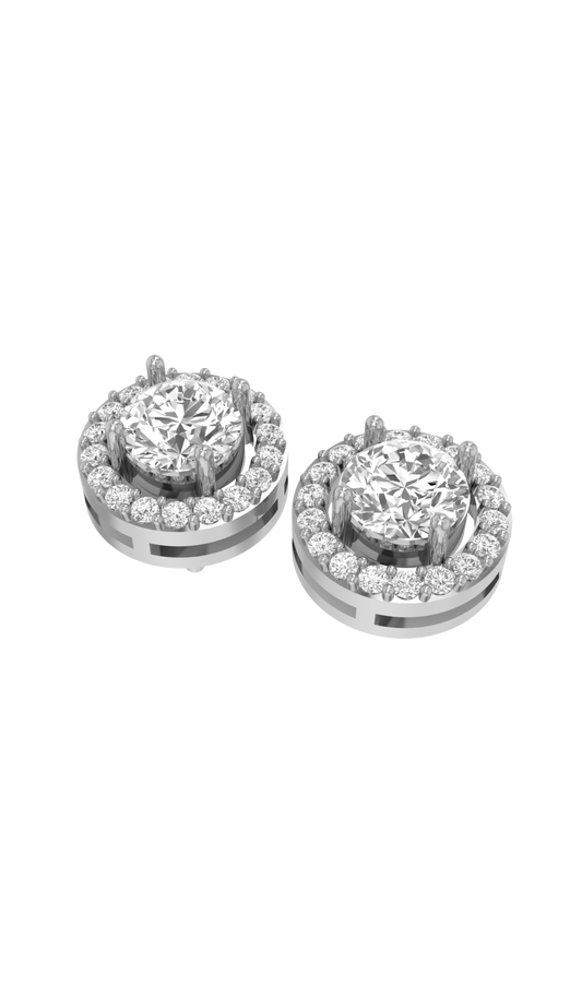 2ct to 8ct Round Halo Diamond Stud Earrings in 10k Gold