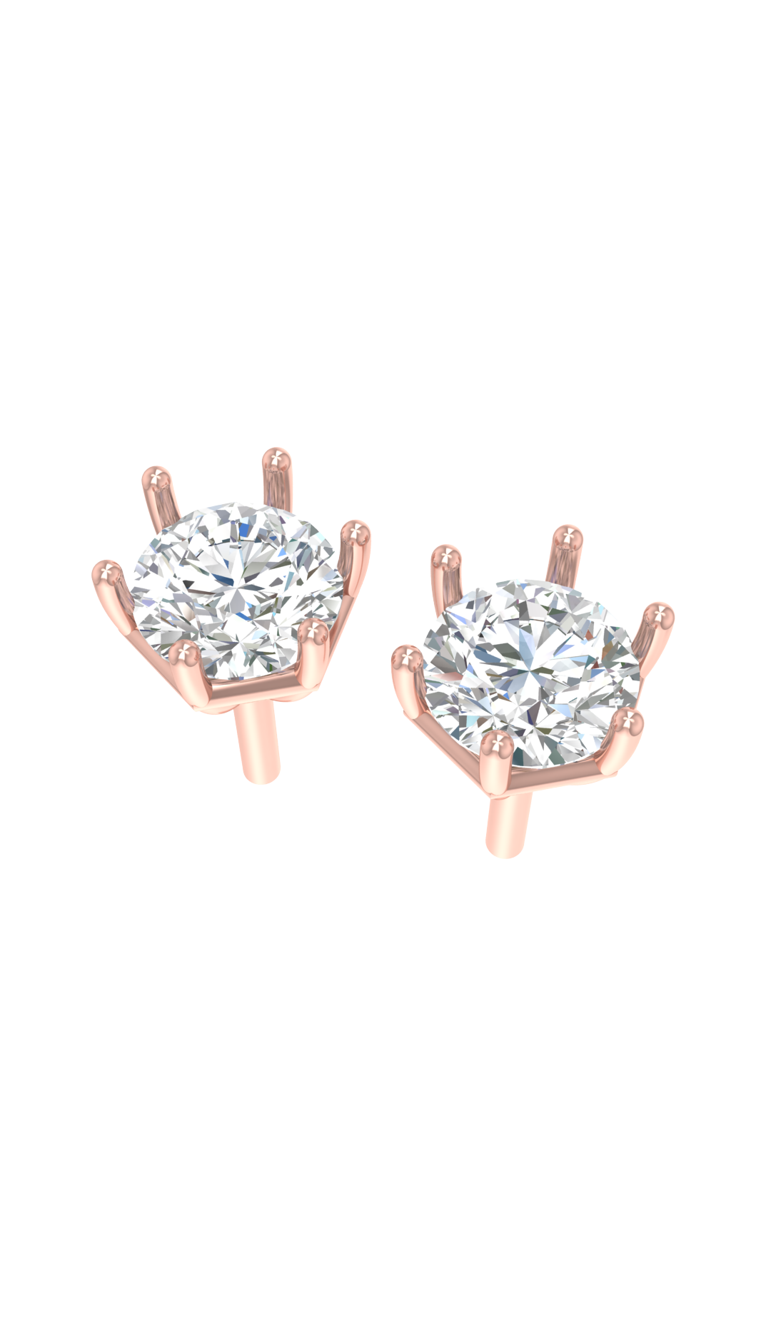 2 Carat to 8 Carat Elegant Stud Earrings in Gold