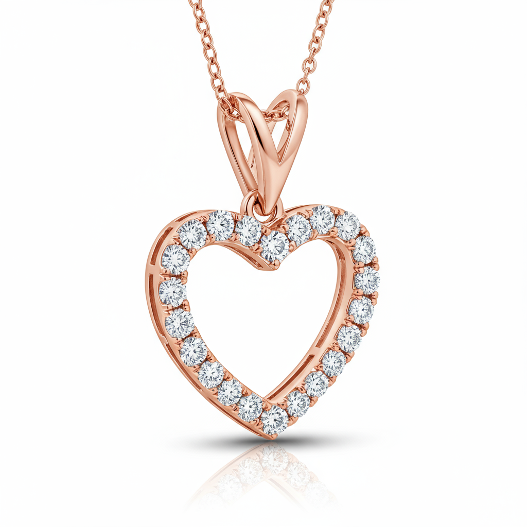 Heart Diamond Pendant Necklace with Chain