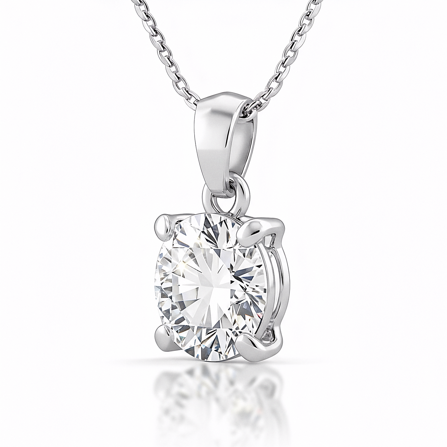 1 Carat Classic Solitaire Diamond Pendant with Chain