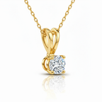 Round Solitaire Diamond Pendant with Chain