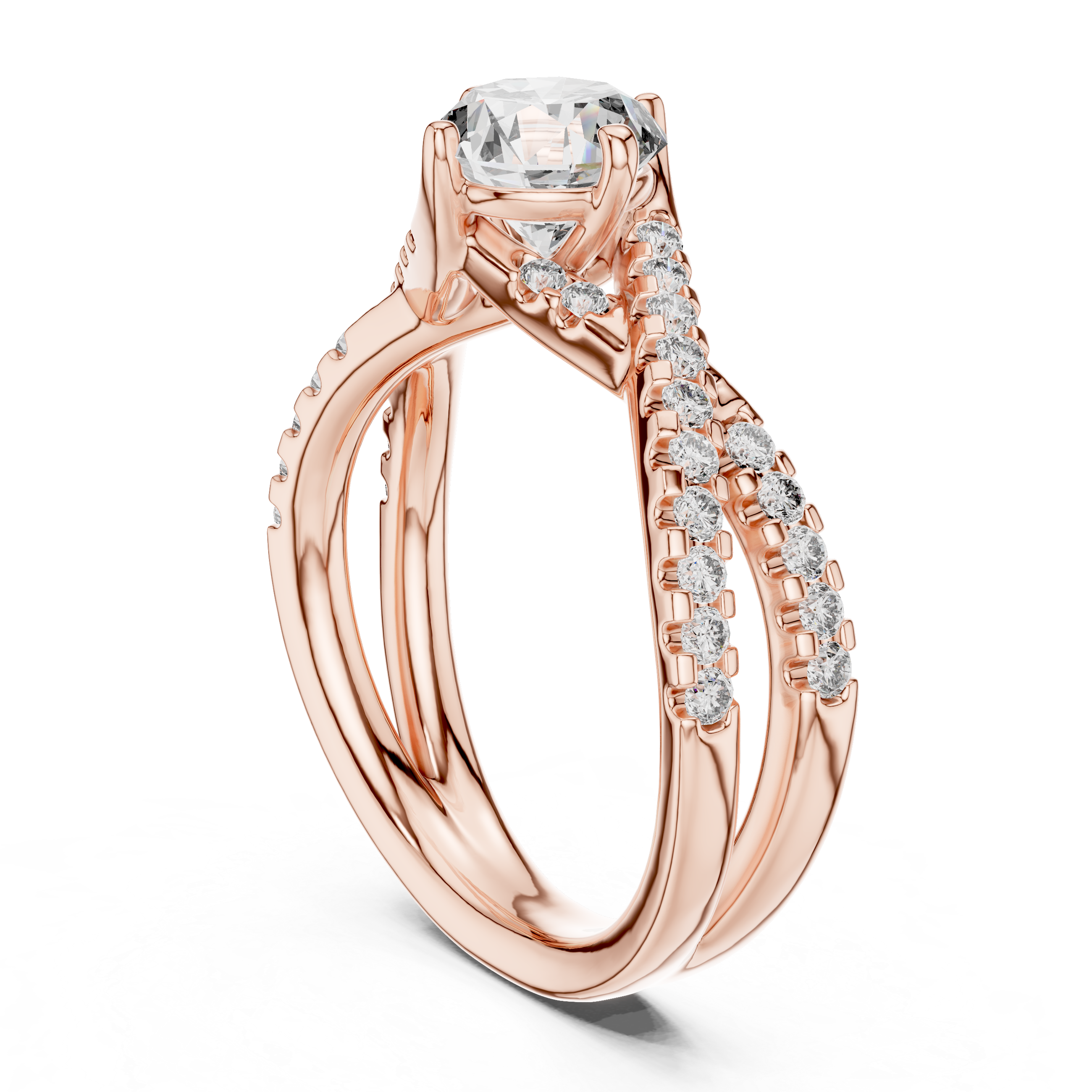 2 Carat to 4 Carat Twisted Sidestone including Center Diamond, complete ring