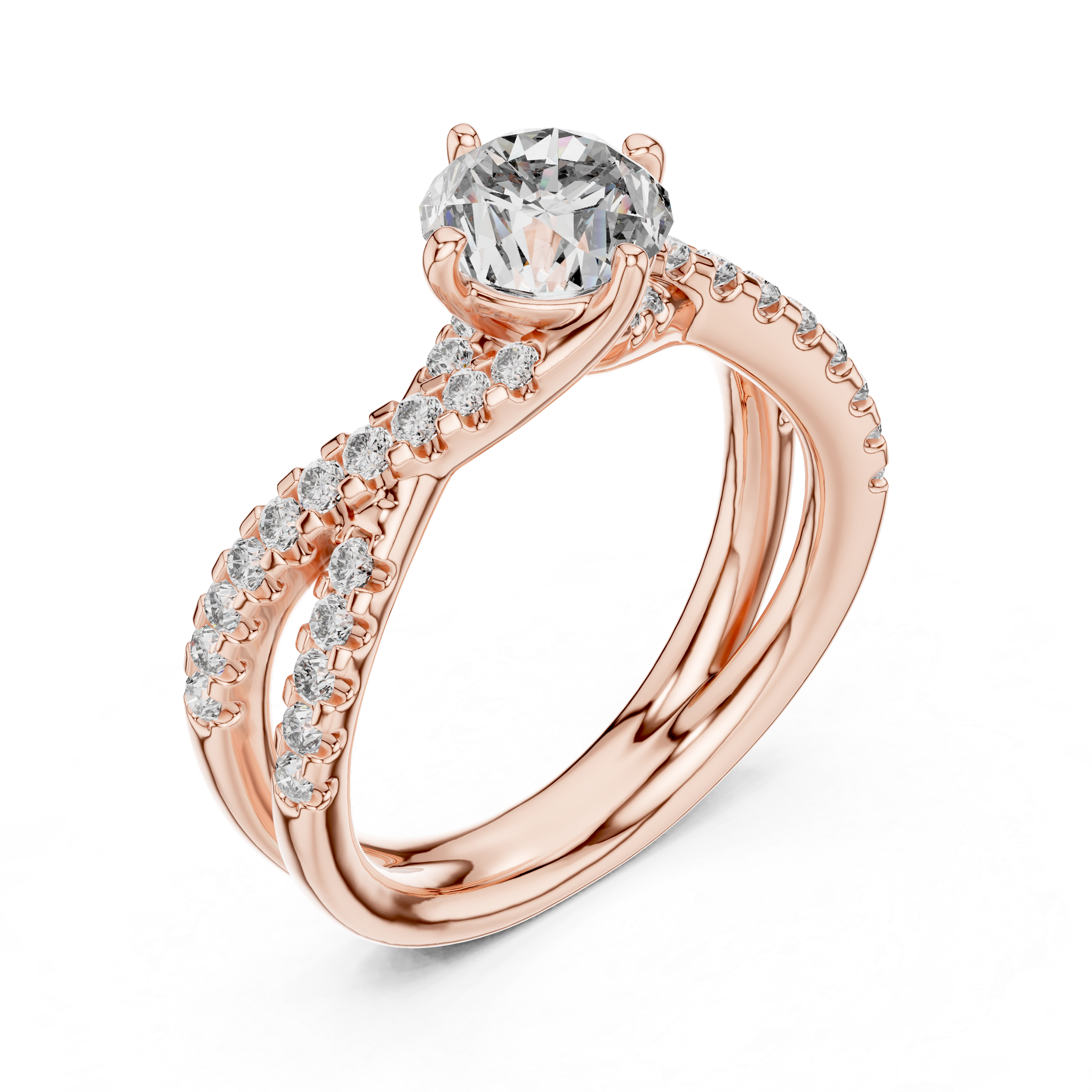 2 Carat Crossover Ring with Side Stones