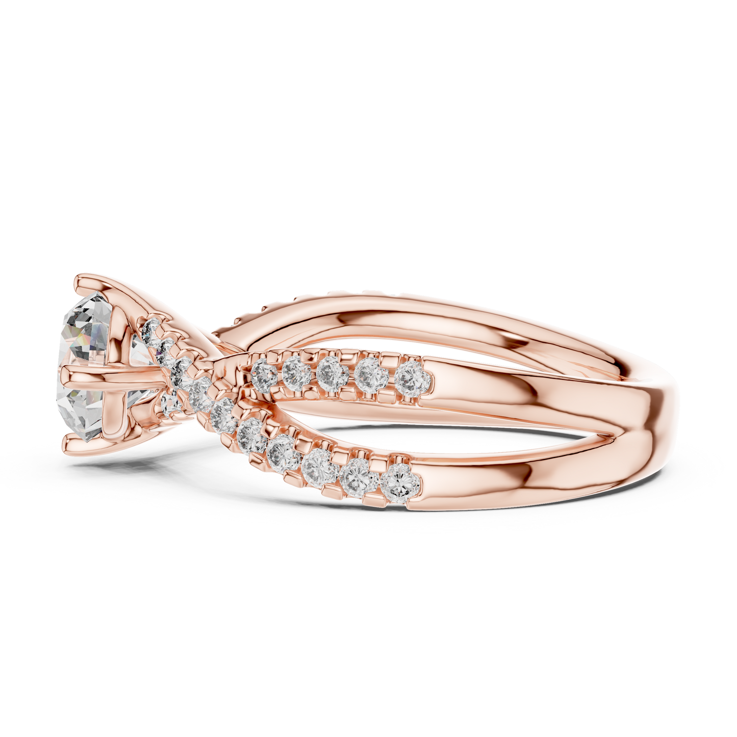 2 Carat to 4 Carat Twisted Sidestone including Center Diamond, complete ring