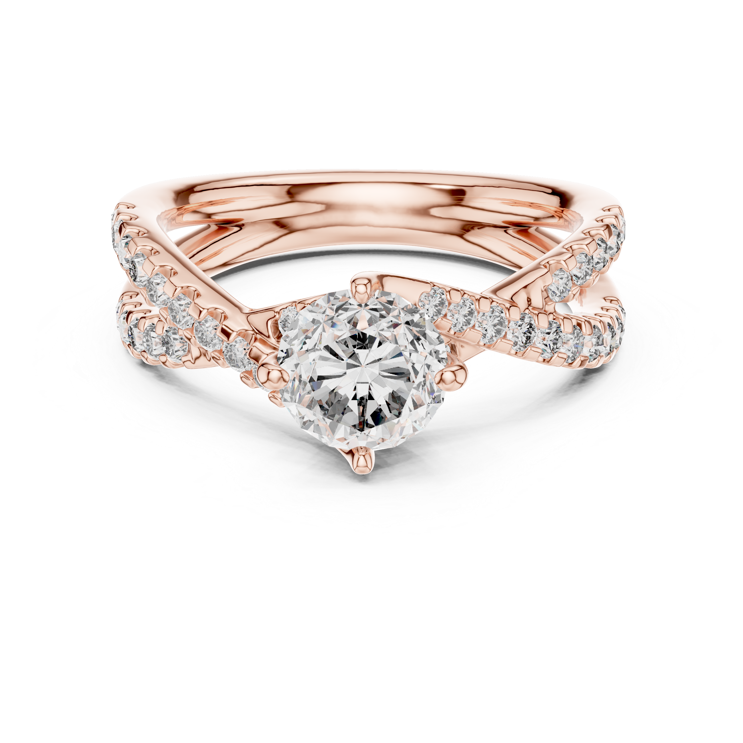 2 Carat Crossover Ring with Side Stones