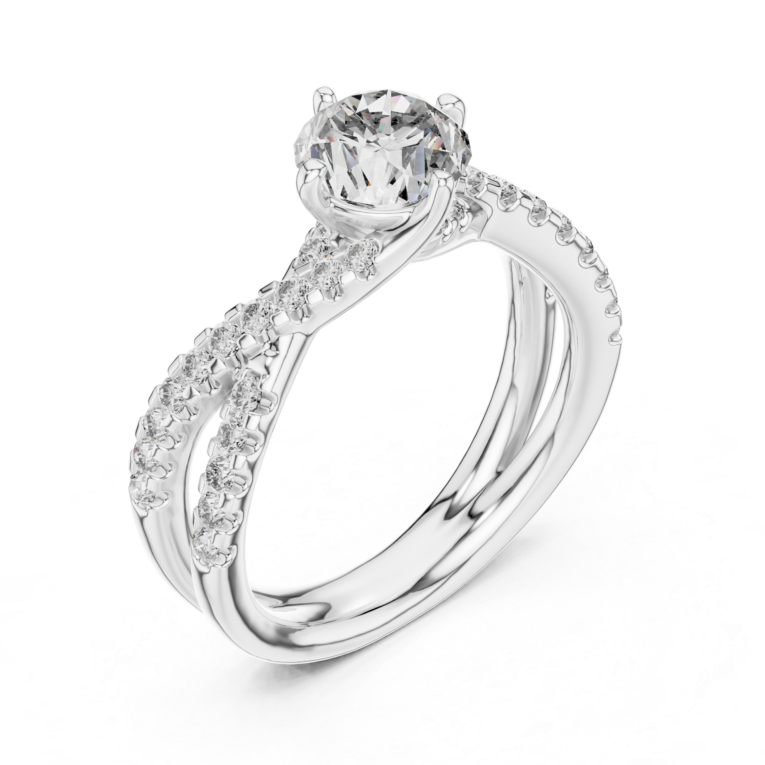 2 Carat Crossover Ring with Side Stones