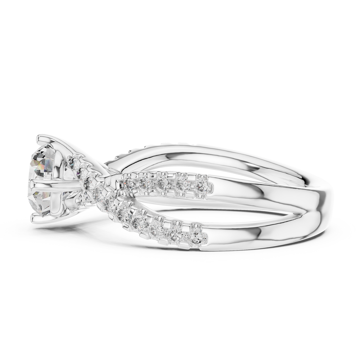 2 Carat to 4 Carat Twisted Sidestone including Center Diamond, complete ring