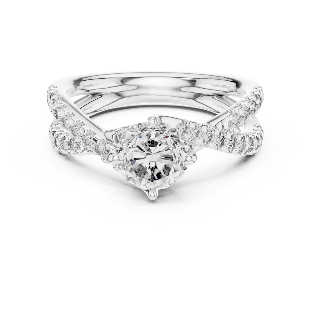 2 Carat to 4 Carat Twisted Sidestone including Center Diamond, complete ring