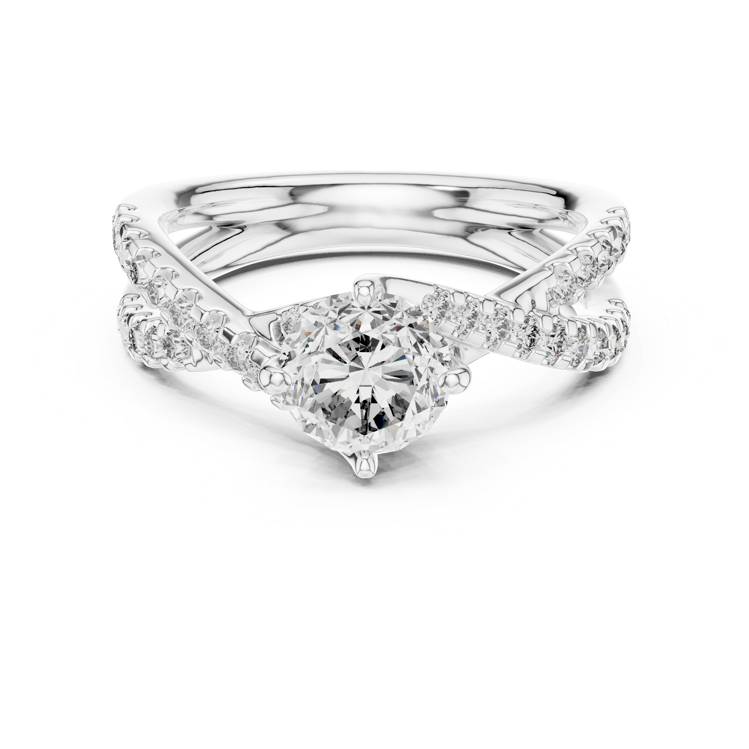 2 Carat to 4 Carat Twisted Sidestone including Center Diamond, complete ring