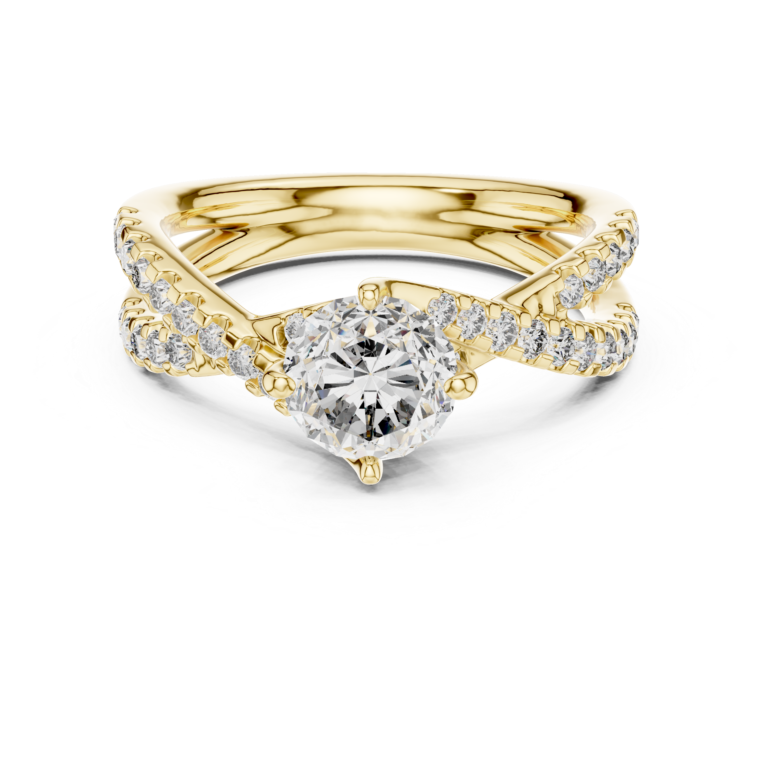 2 Carat Crossover Ring with Side Stones