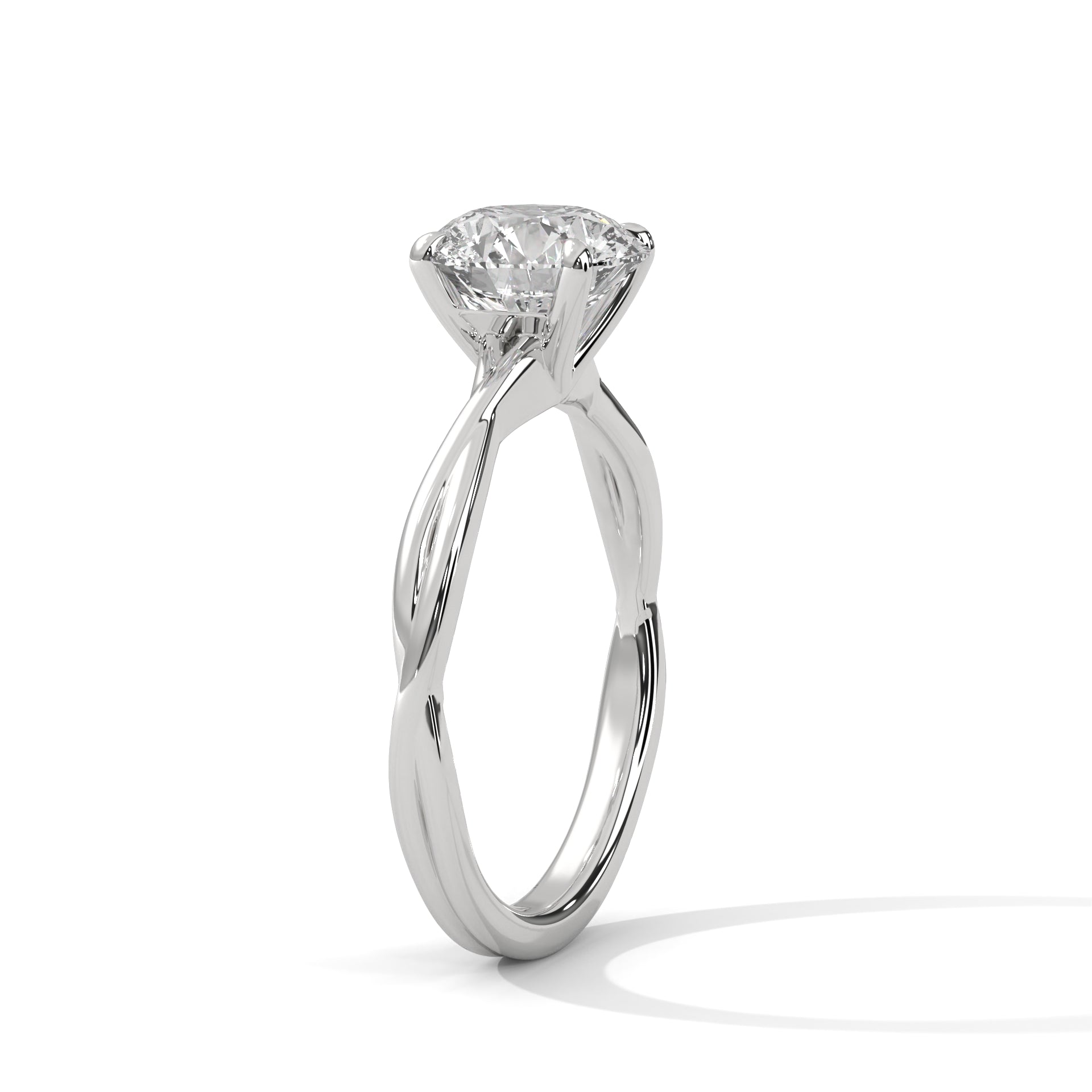 Round Crossover Solitaire Ring