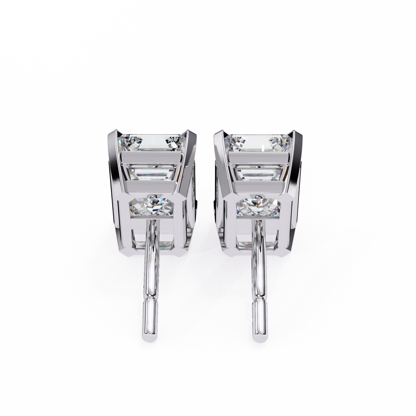 2 Carat Emerald Diamond Solitaire Stud Earrings