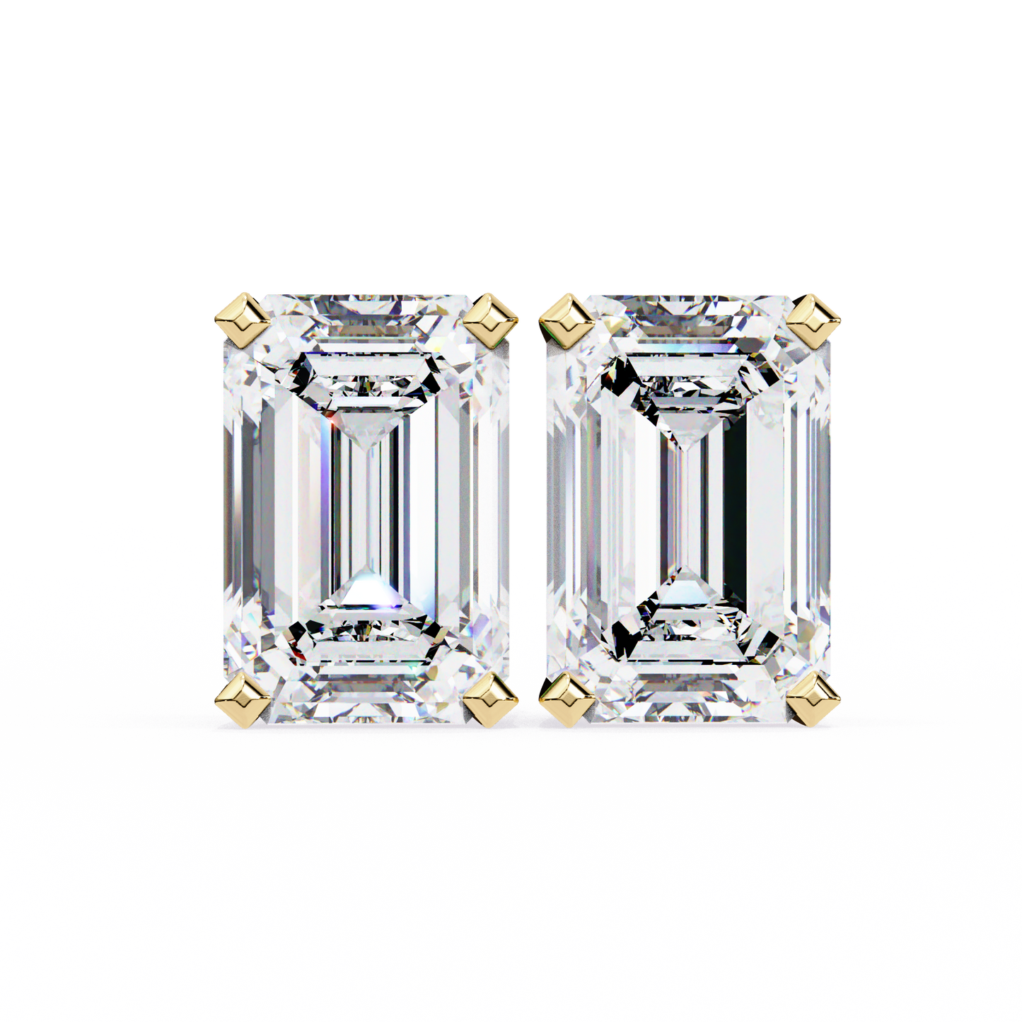 2 Carat Emerald Diamond Solitaire Stud Earrings
