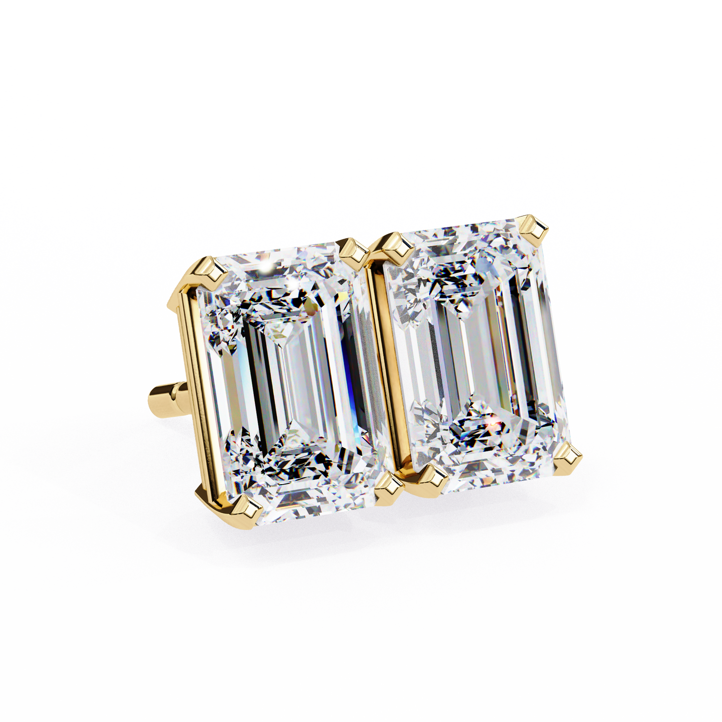 2 Carat Emerald Diamond Solitaire Stud Earrings