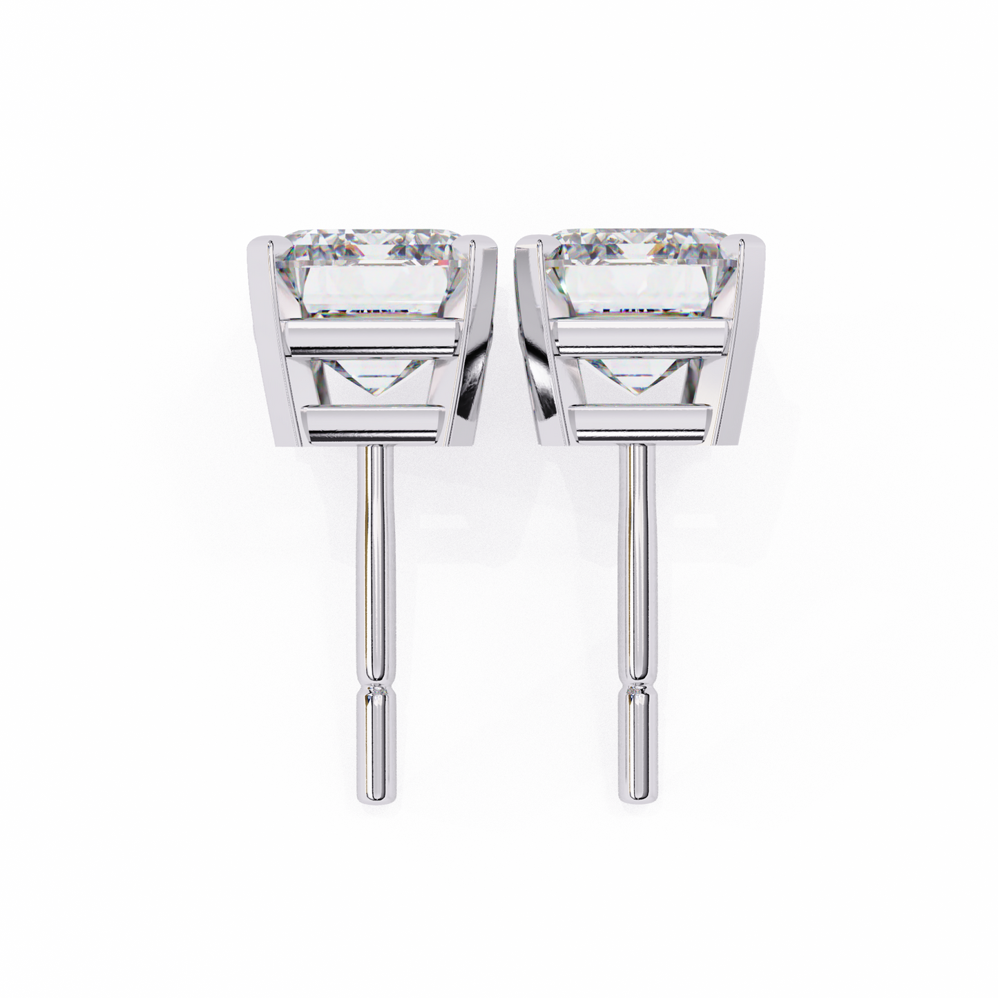 2 Carat Emerald Diamond Solitaire Stud Earrings