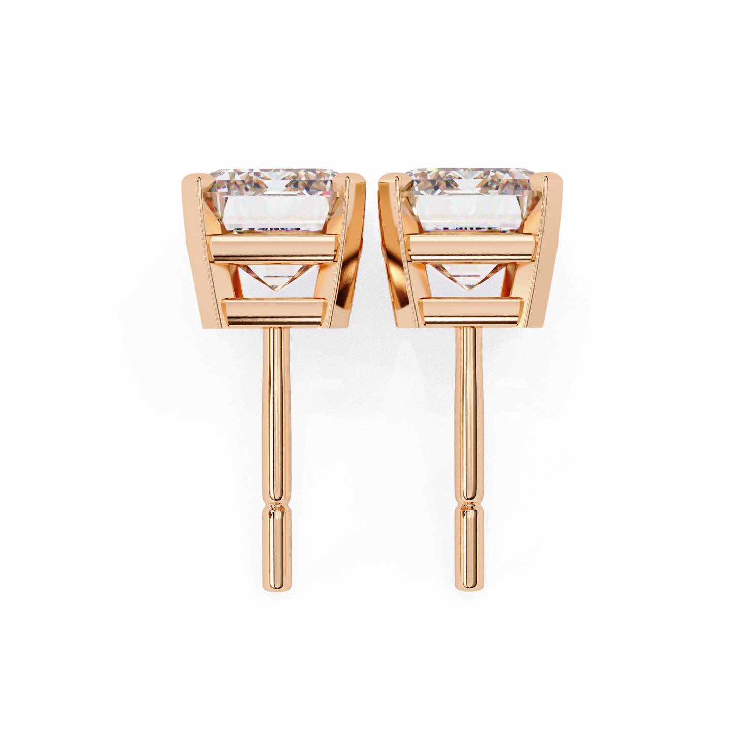 2 Carat Emerald Diamond Solitaire Stud Earrings
