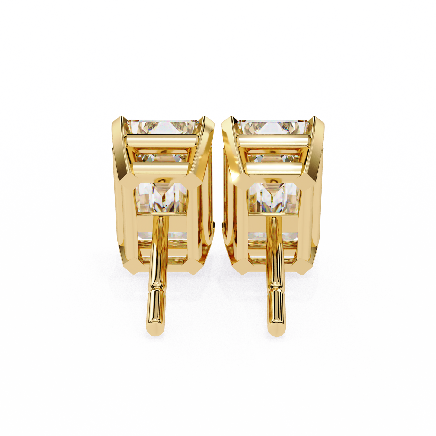 2 Carat Emerald Diamond Solitaire Stud Earrings