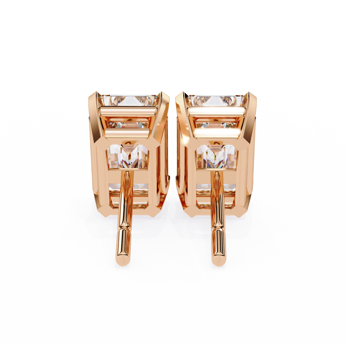 2 Carat Emerald Diamond Solitaire Stud Earrings