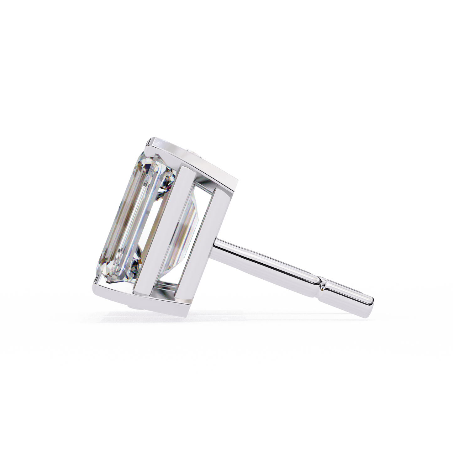 2 Carat Emerald Diamond Solitaire Stud Earrings