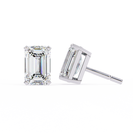 2 Carat Emerald Diamond Solitaire Stud Earrings