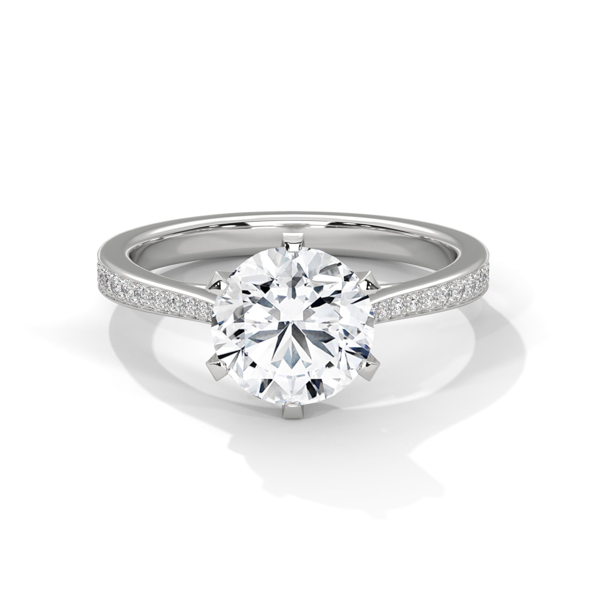 Round Sidestone Ring