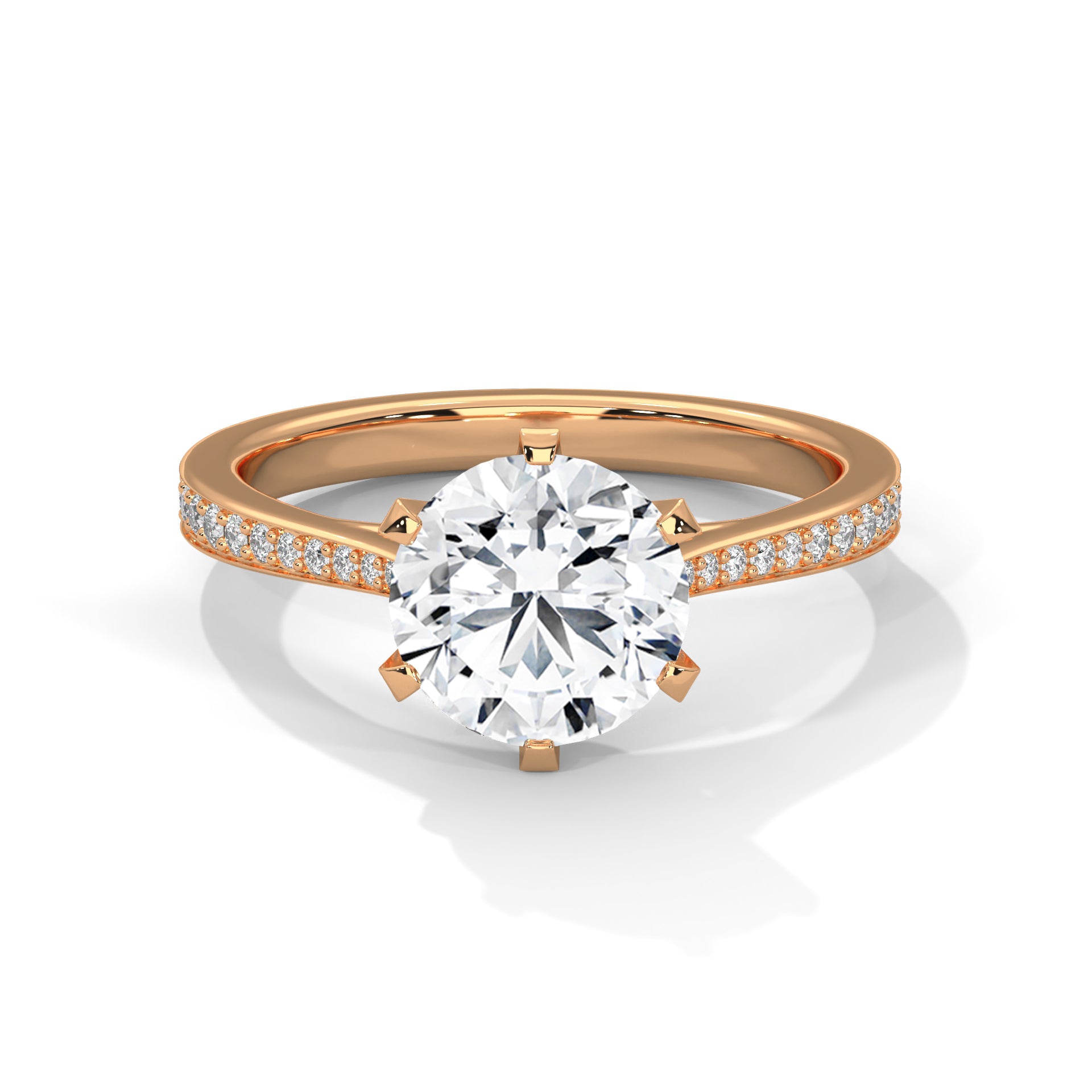 Round Sidestone Ring