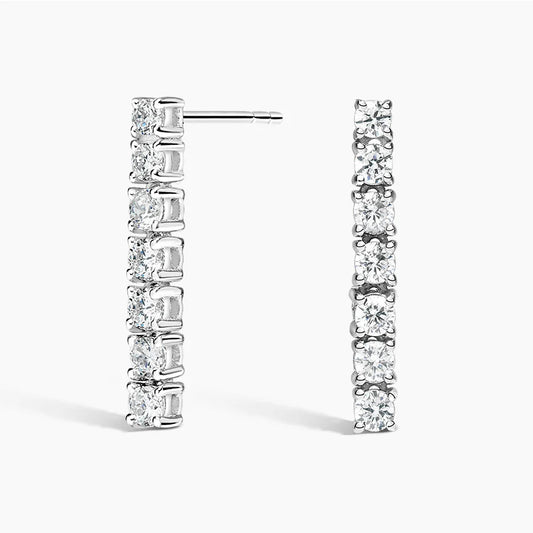 2 Carat Diamond Line Drop Earrings in Sterling Silver