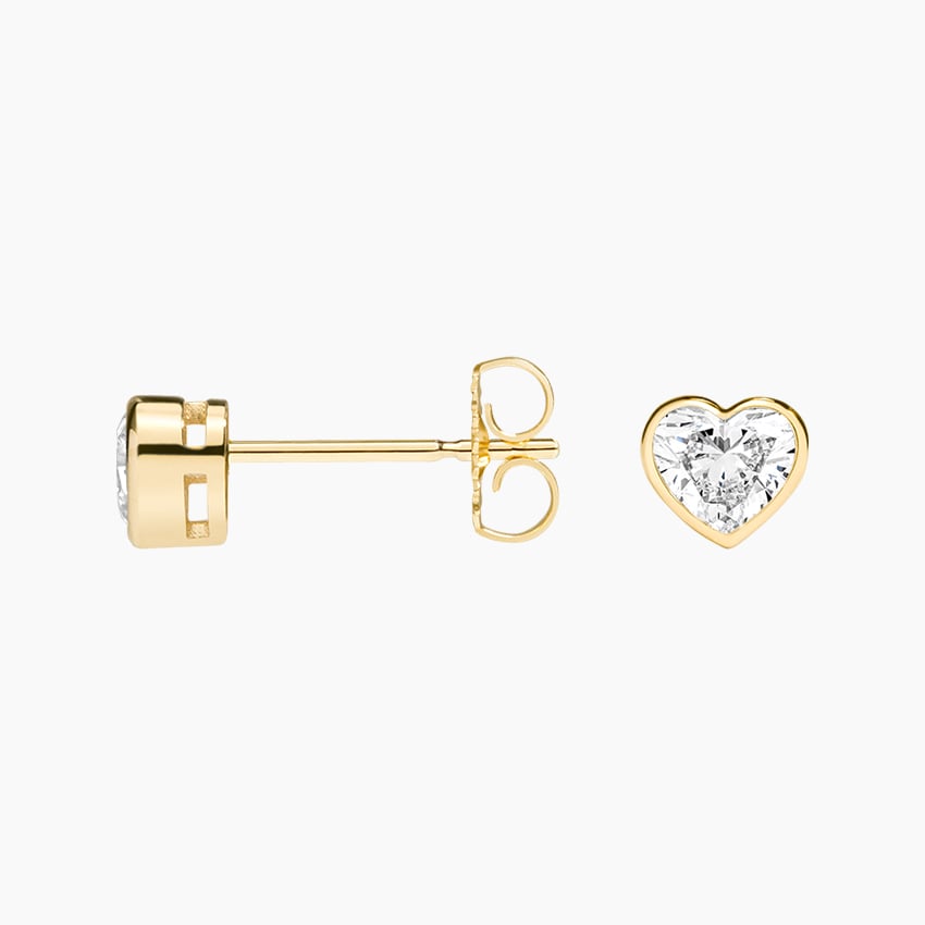 1 Carat Heart Shaped Diamond Bezel Stud Earrings