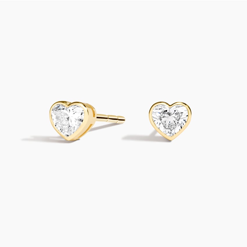 1 Carat Heart Shaped Diamond Bezel Stud Earrings