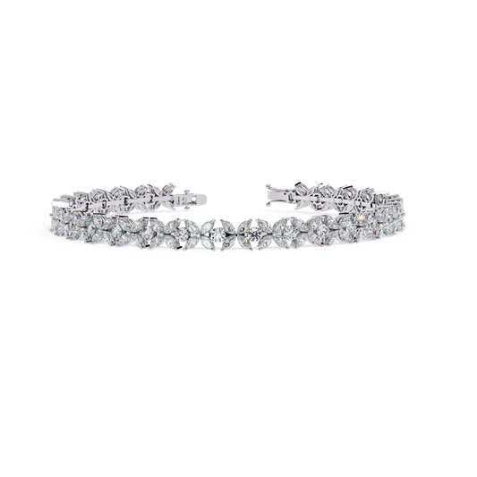 5 ct to 20 ct Floral Diamond Tennis Bracelet in 10k Gold