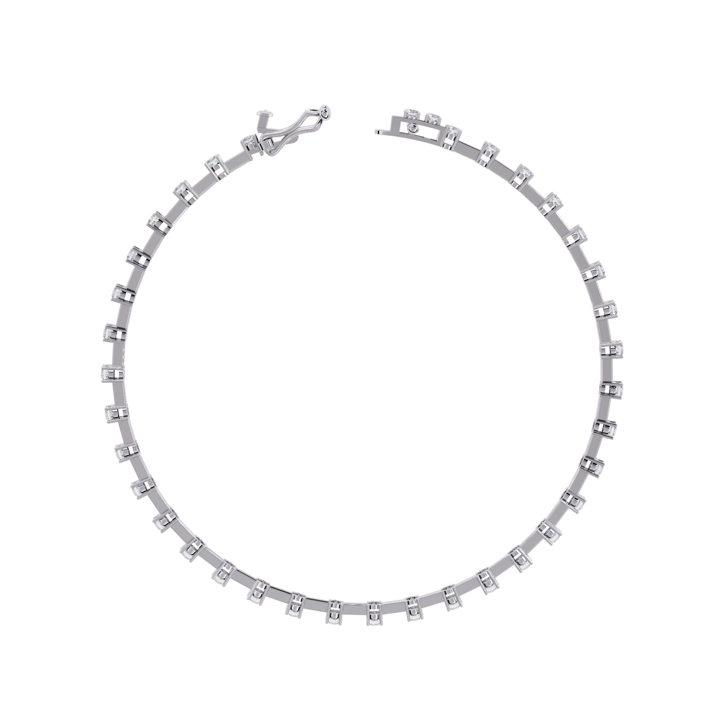5 ct to 20 ct Slim Square Diamond Tennis Bracelet in 10k Gold