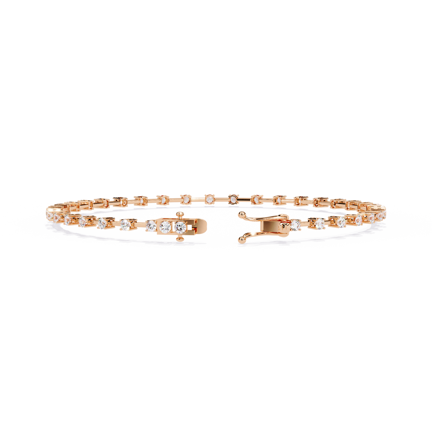 5 ct to 20 ct Slim Square Diamond Tennis Bracelet in 10k Gold