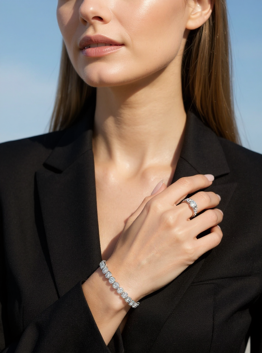 5 ct to 20 ct Petalia Bloom Tennis Bracelet in 10k Gold