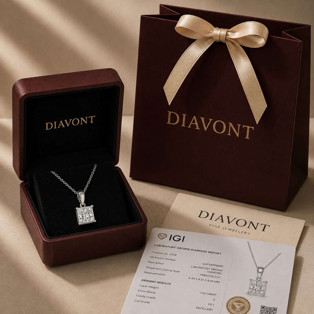 Princess Diamond Pendant Necklace