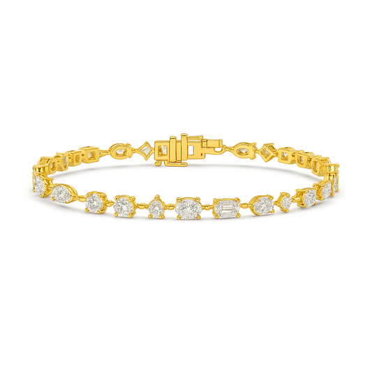 5 Carat Multi-Shaped Diamond Bracelet in 10k Gold