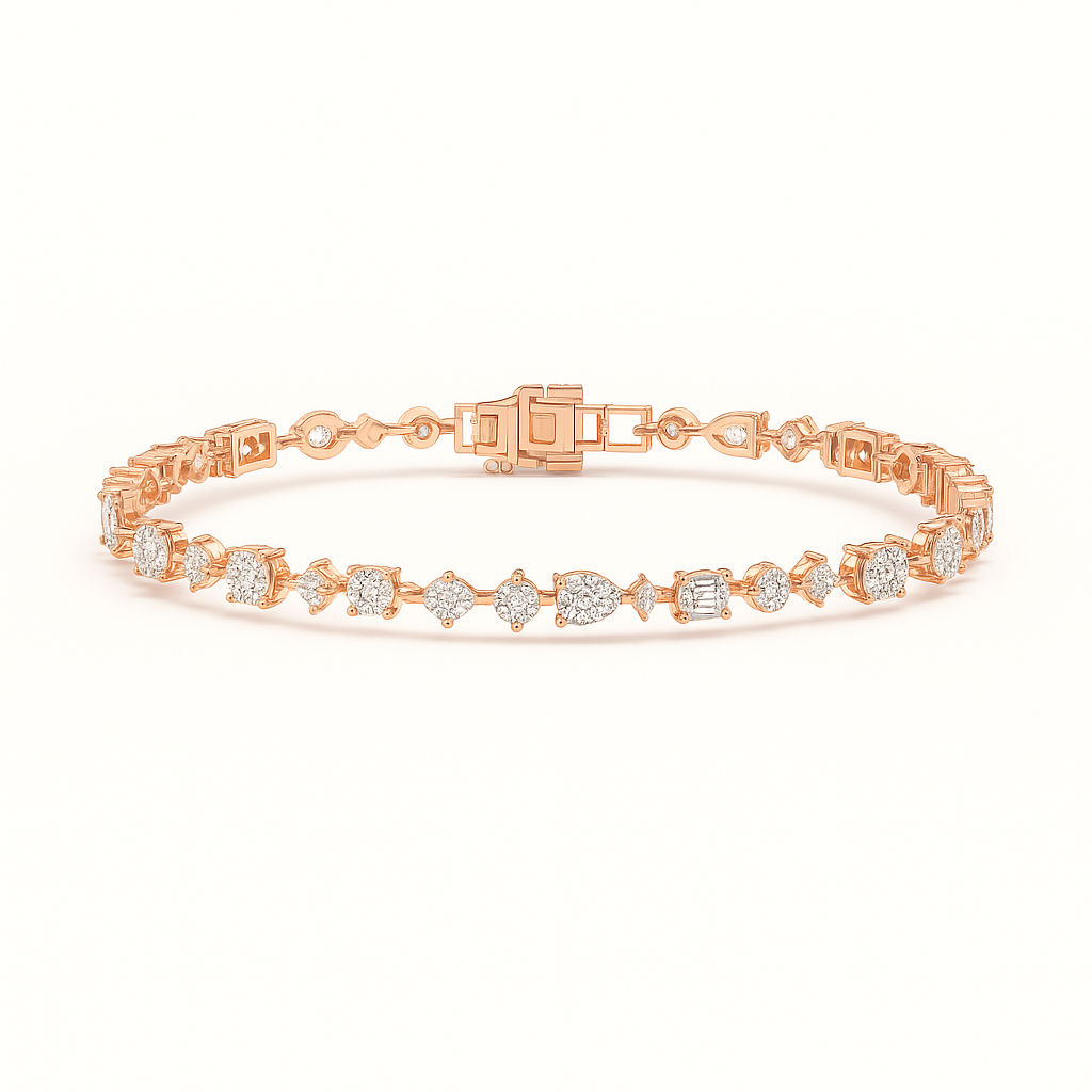 5 Carat Multi-Shaped Diamond Bracelet in 10k Gold