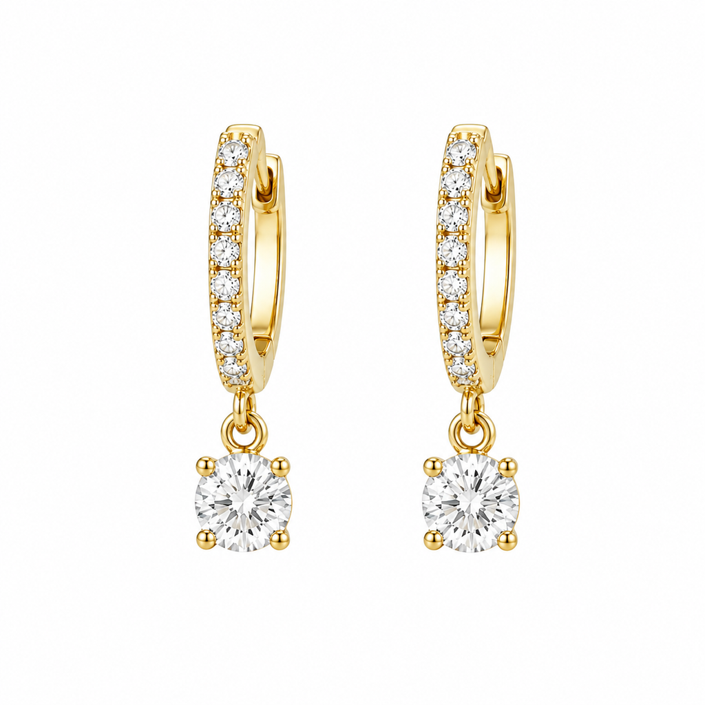 Round-Cut Drop Hoop Earrings