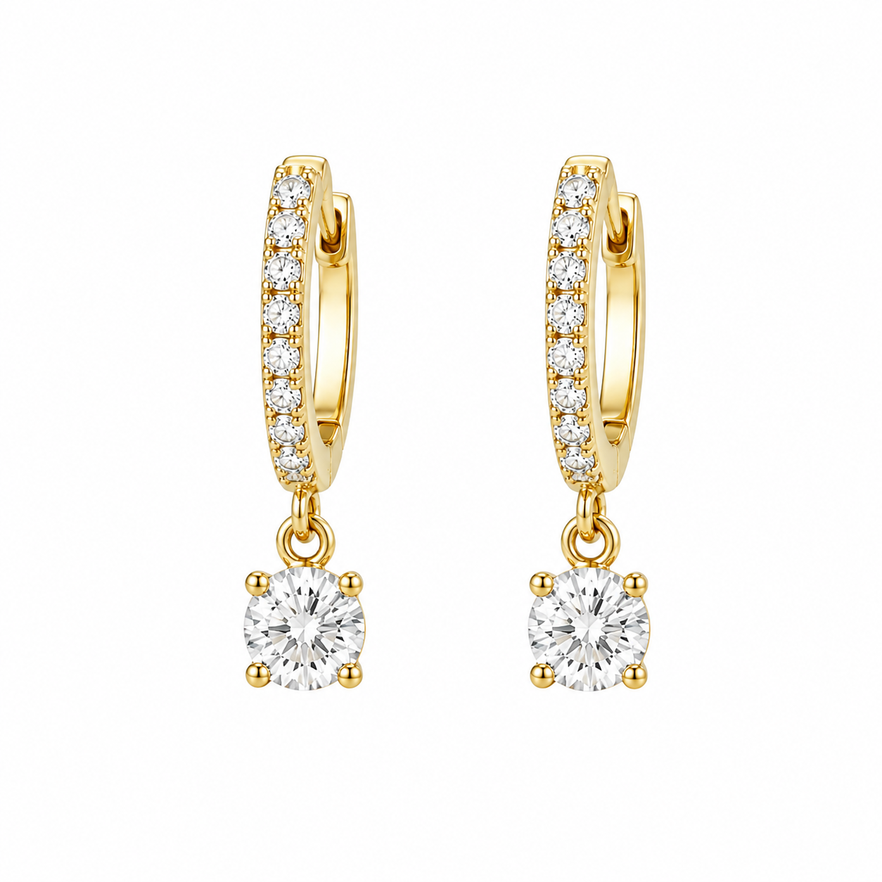 Round-Cut Drop Hoop Earrings