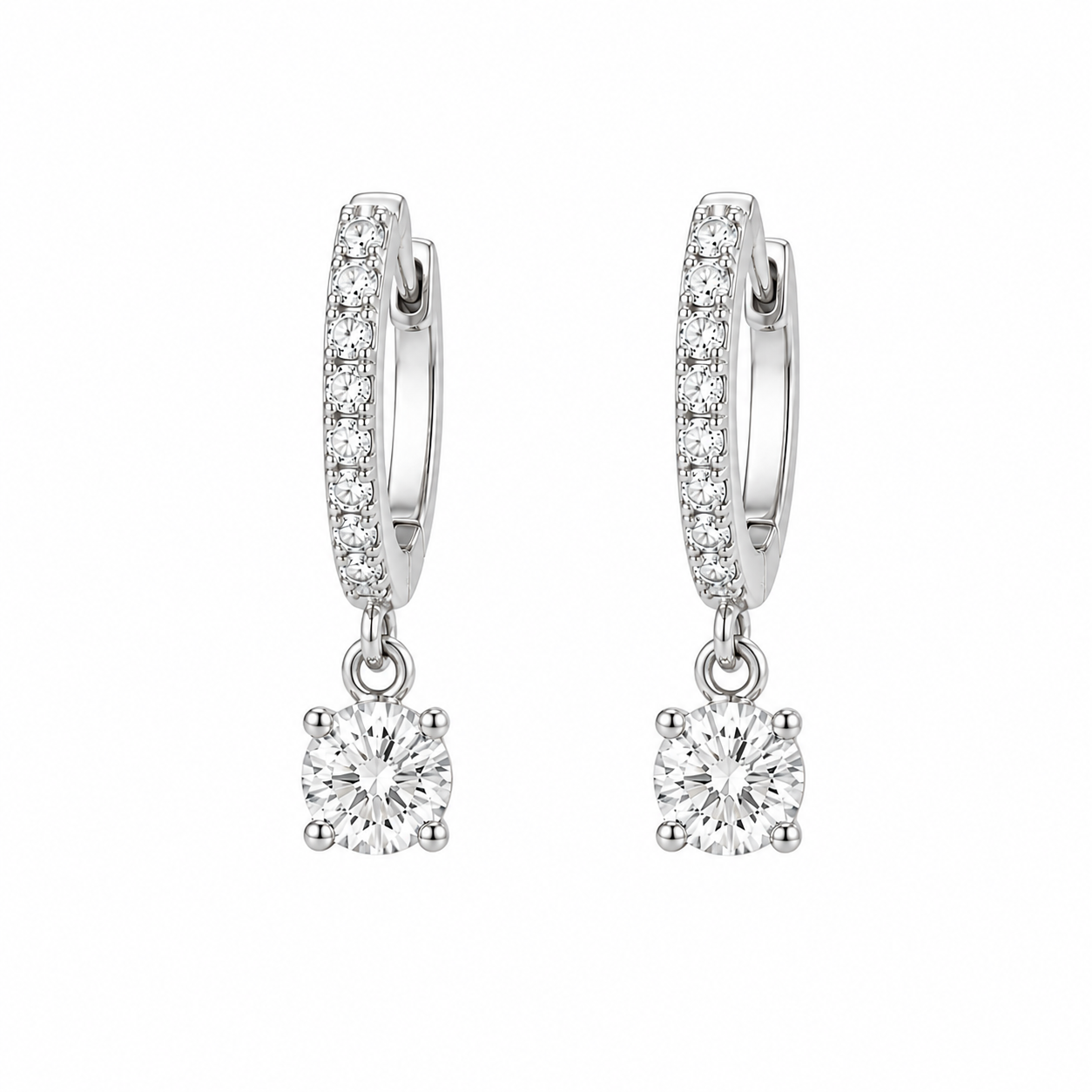 Round-Cut Drop Hoop Earrings