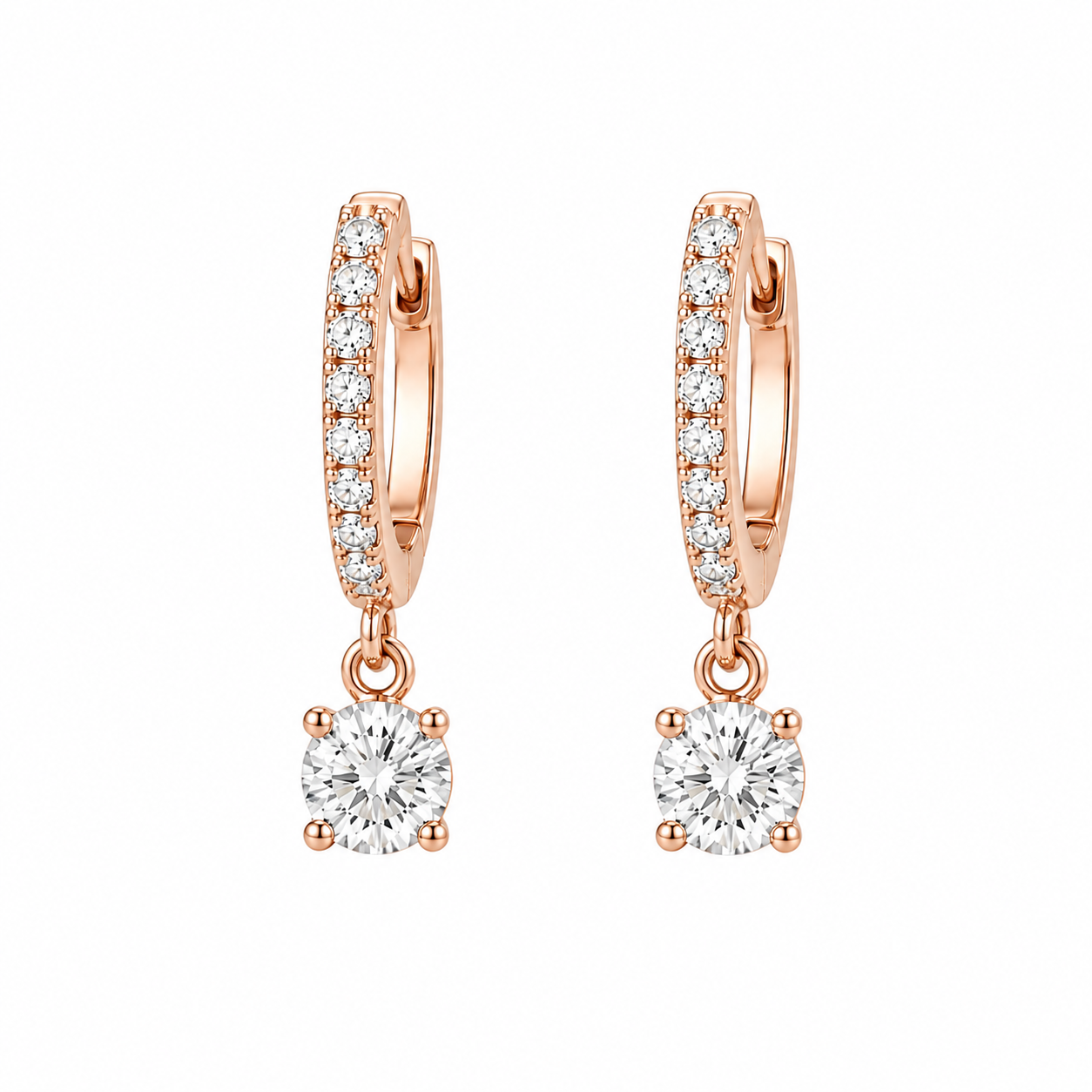 Round-Cut Drop Hoop Earrings