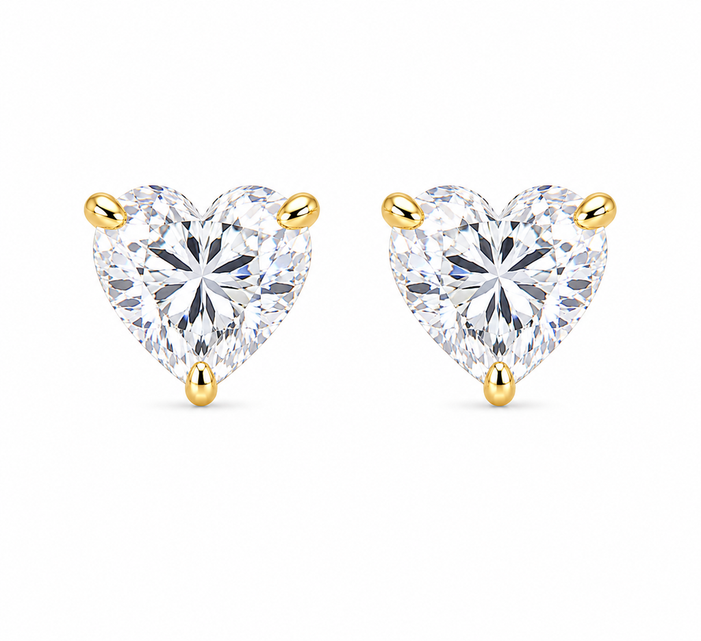 Heart-Cut Diamond Solitaire Studs