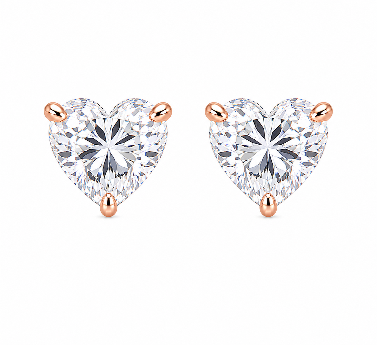 Heart-Cut Diamond Solitaire Studs