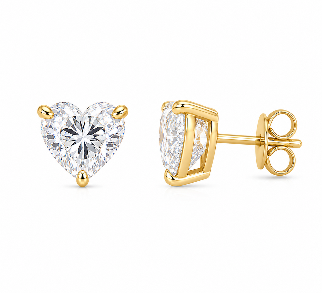 Heart-Cut Diamond Solitaire Studs