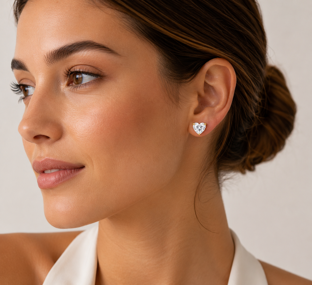 Heart-Cut Diamond Solitaire Studs