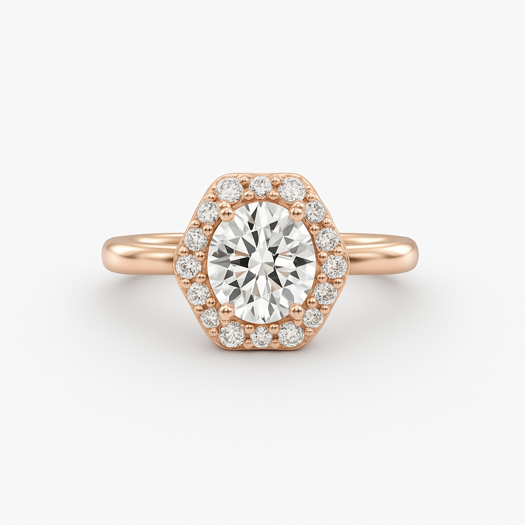 2 ct to 8 ct Diavont Hexagon Halo Engagement Ring