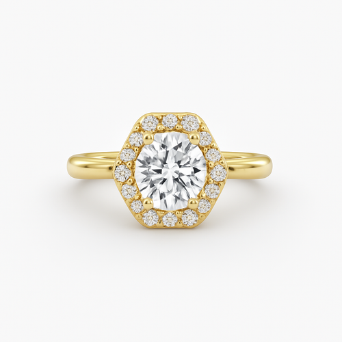 2 ct to 8 ct Diavont Hexagon Halo Engagement Ring
