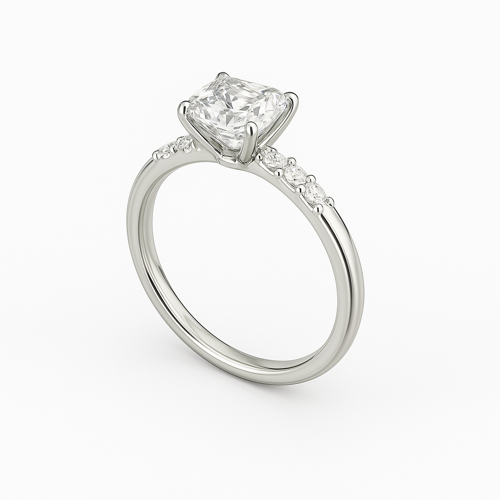 Diavont Round Brilliant Cut Engagement Ring Mounting with Tapered Side Diamonds