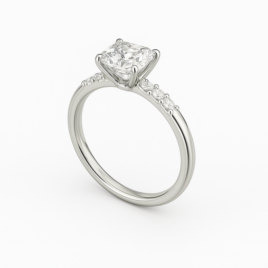 Diavont Round Brilliant Cut Engagement Ring Mounting with Tapered Side Diamonds