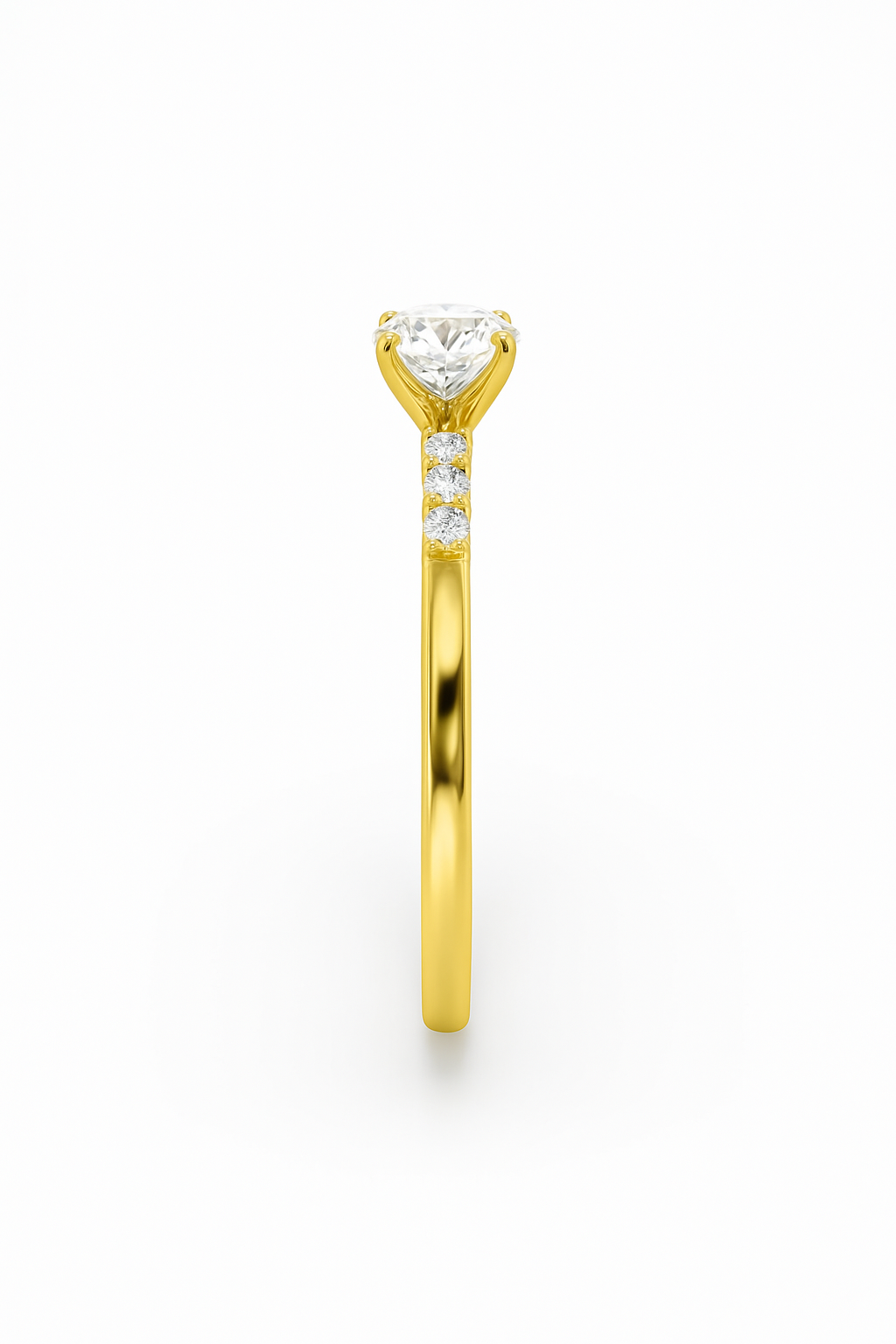 Diavont Round Brilliant Cut Engagement Ring Mounting with Tapered Side Diamonds