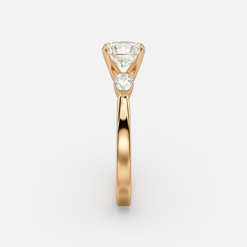 2 ct to 8 ct Diavont Three-Stone Round Cut Diamond Ring Mounting with Pear Side Stones